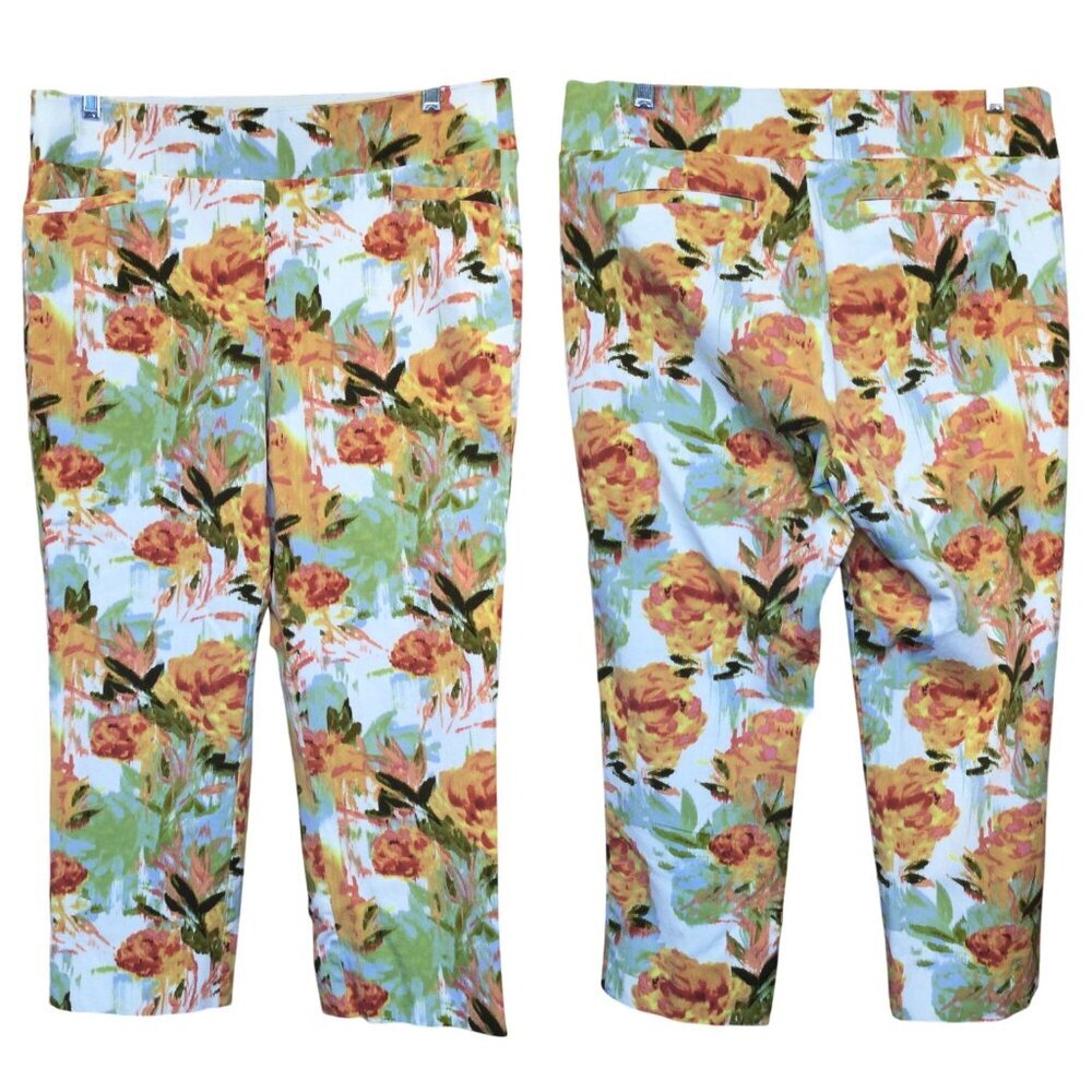 Soft Surroundings Womens Floral Print Cropped Pants Size L